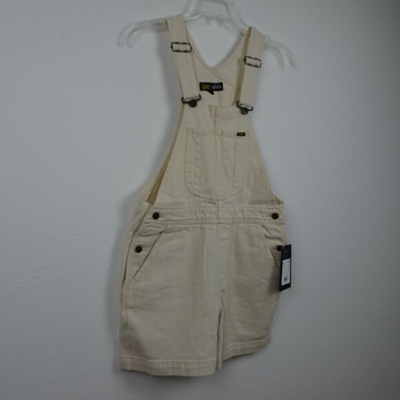 Lee Short Overalls Shortalls Women's Size XS Beige Denim Romper Coveralls - Picture 4 of 9